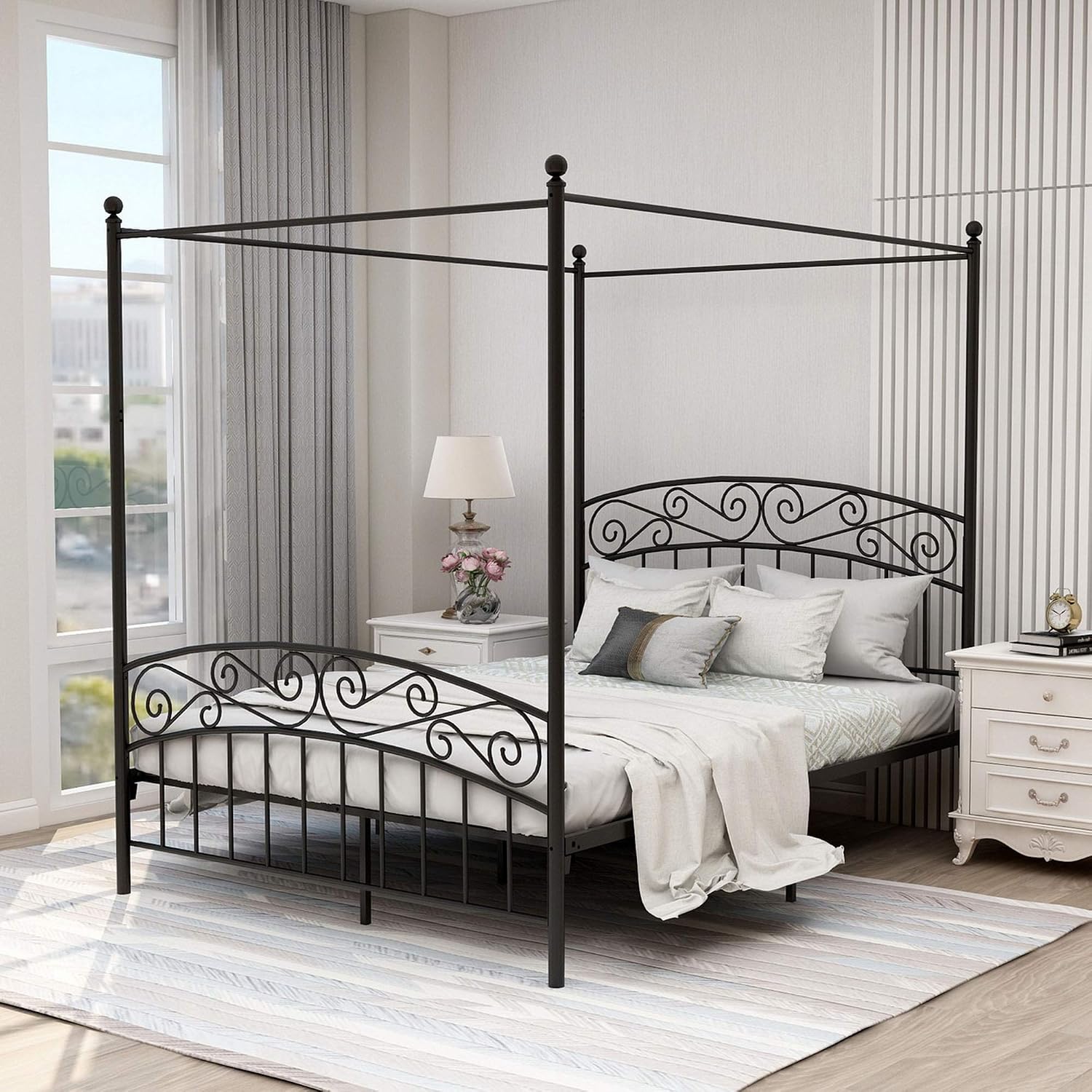 Canopy Bed Frame Metal Queen - Cama de Casal Queen Size com