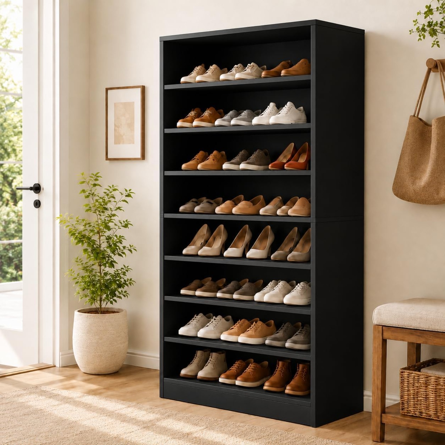 Shoe Rack Cabinet Narrow Entryway - Armário de Sapatos Alto de 9