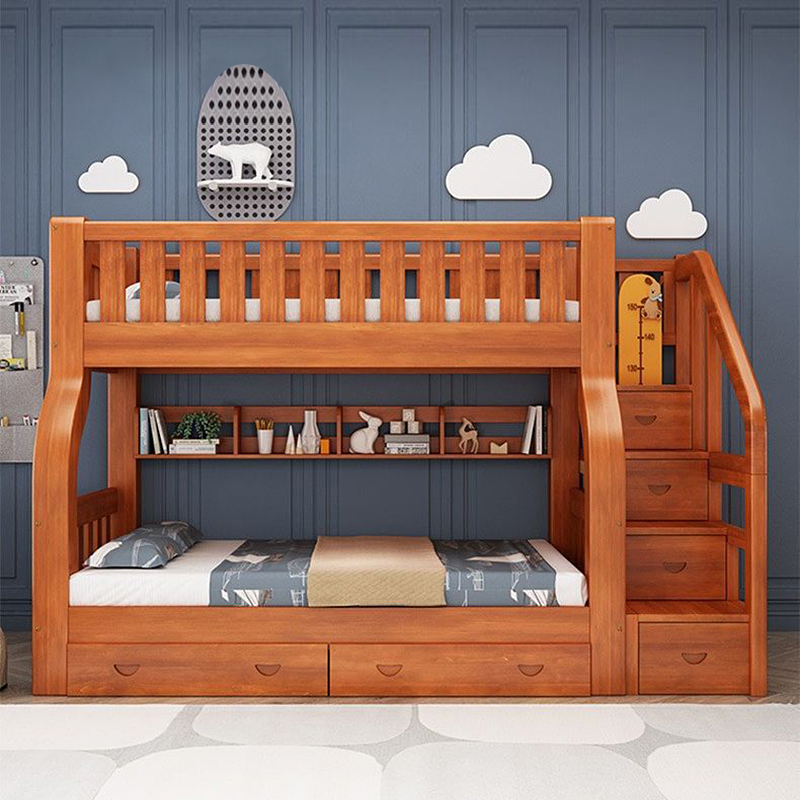 Bunk Bed With Stairs And Slide - Cama Infantil Dupla de Madeira Maciça