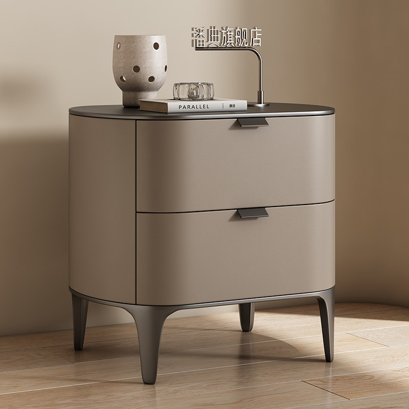 Solid Wood Nightstand 2 Drawers - Mesas de cabeceira luxuosas de couro