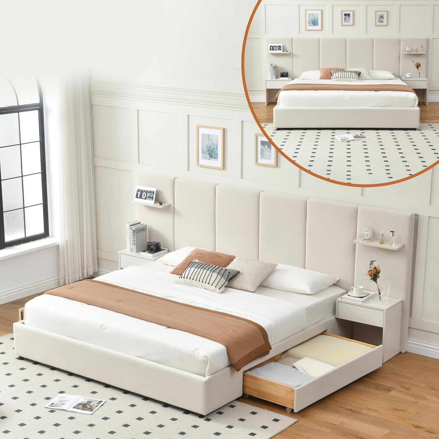 King Size Bed Frame With Storage Drawers - Estrutura de Cama King Size com