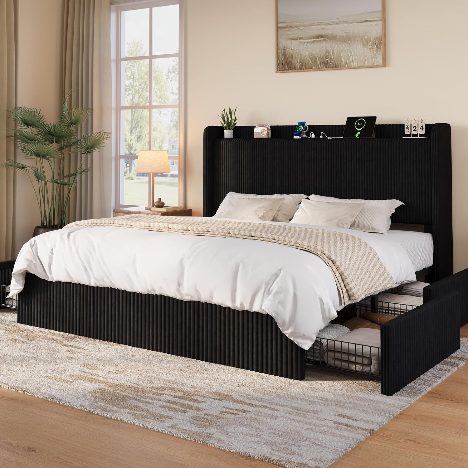 King Size Bed Frame With Storage Drawers - Estrutura de Cama King Size com