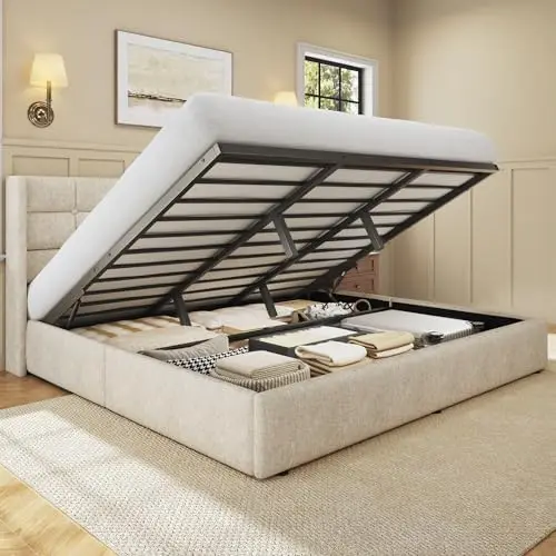 Gas Lift Storage Bed Hydraulic - Cama King Size com Baú Elevatório,