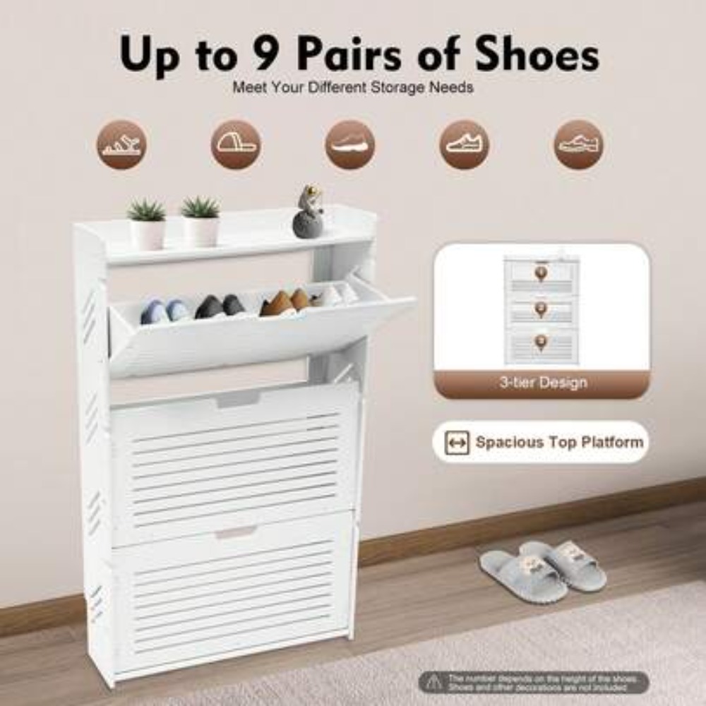 Shoe Rack Cabinet Narrow Entryway - Armário Moderno para Armazenamento de Sapatos,