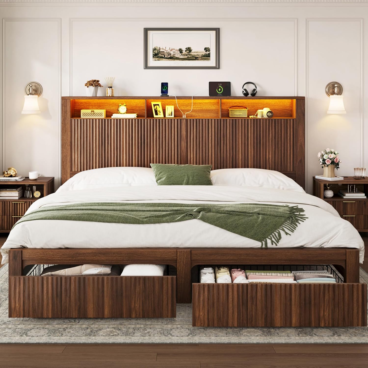 King Size Bed Frame With Storage Drawers - Estrutura de Cama King Size com
