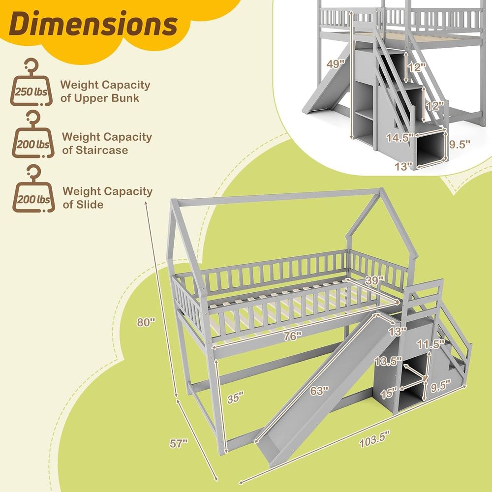 Beliche Duplo com Escorregador - Bunk Bed With Stairs And Slide avaliação e preço