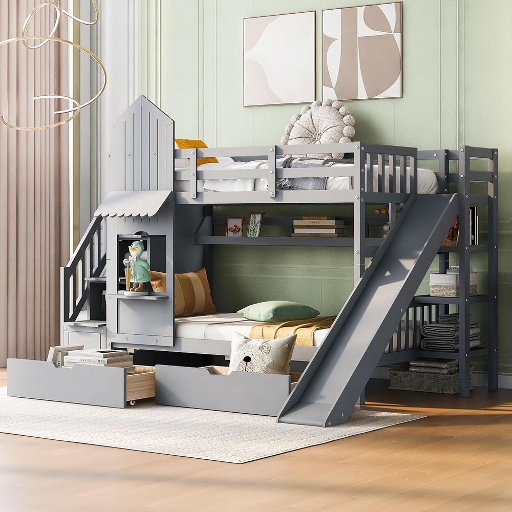 Cama Beliche Infantil emave co - Bunk Bed With Stairs And Slide avaliação e preço