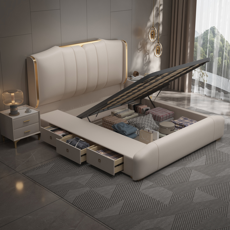 Móveis de Quarto Modernos e Lu - King Size Bed Frame With Storage Drawers avaliação e preço