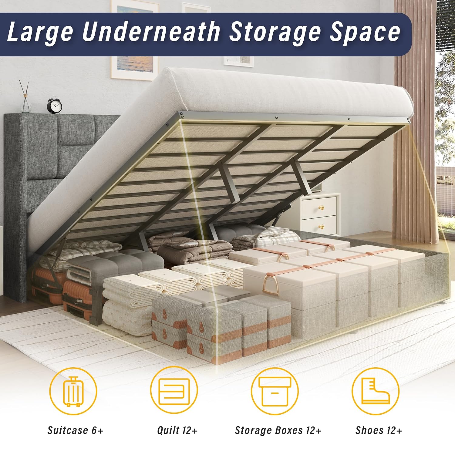 Estrutura de Cama King Size co - Gas Lift Storage Bed Hydraulic avaliação e preço
