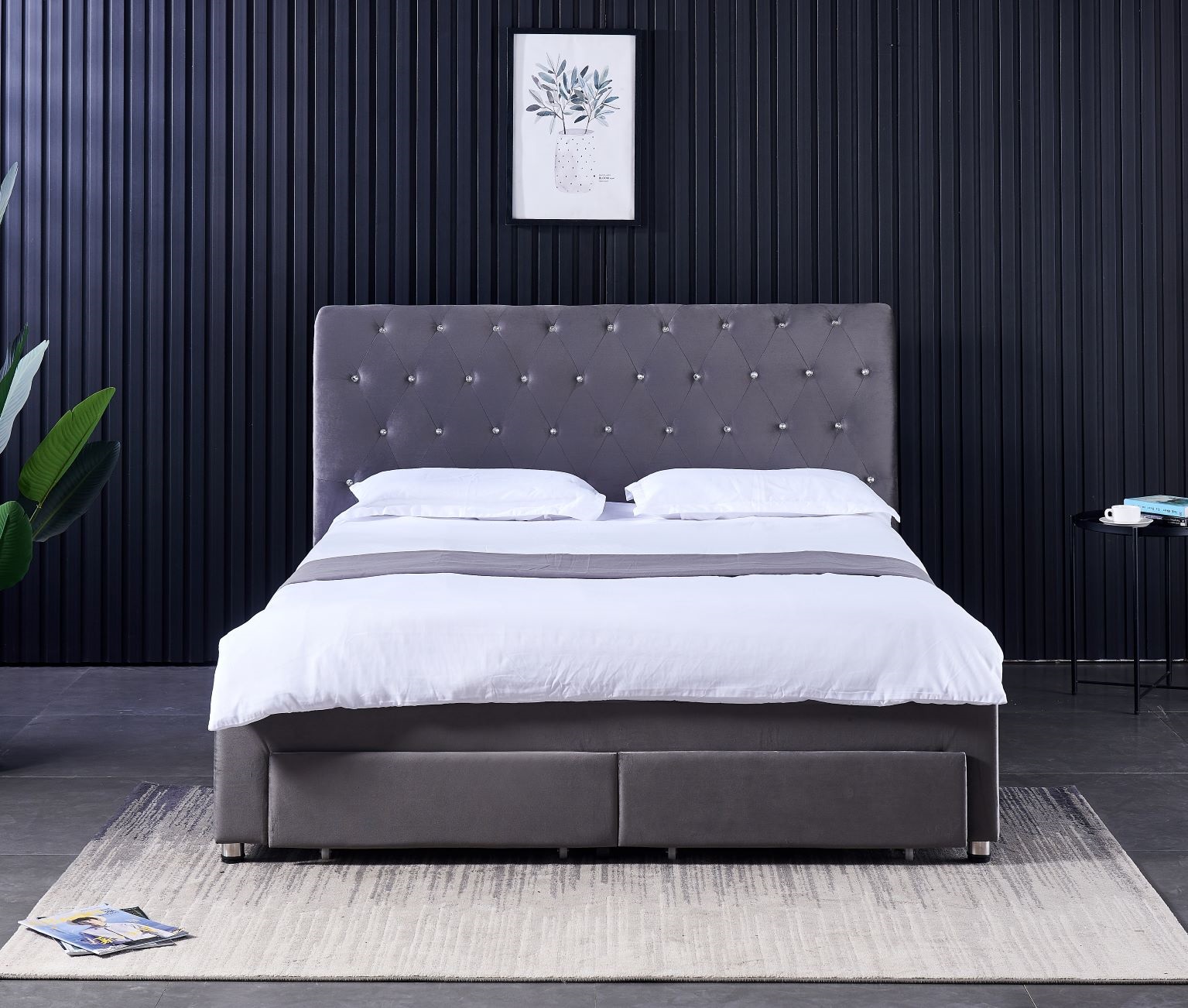 Estrutura de Cama Moderna de C - King Size Bed Frame With Storage Drawers avaliação e preço