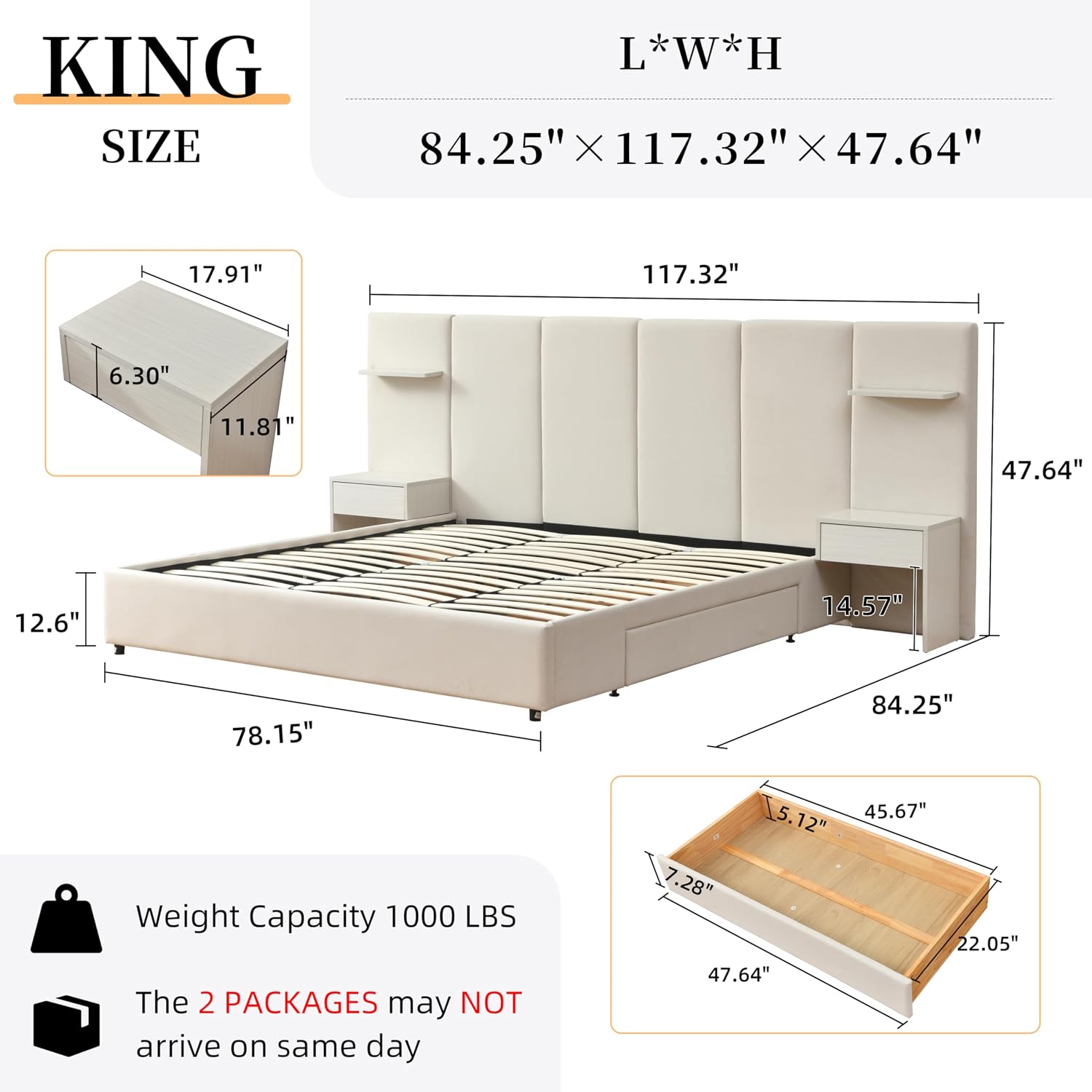Estrutura de Cama King Size co - King Size Bed Frame With Storage Drawers avaliação e preço