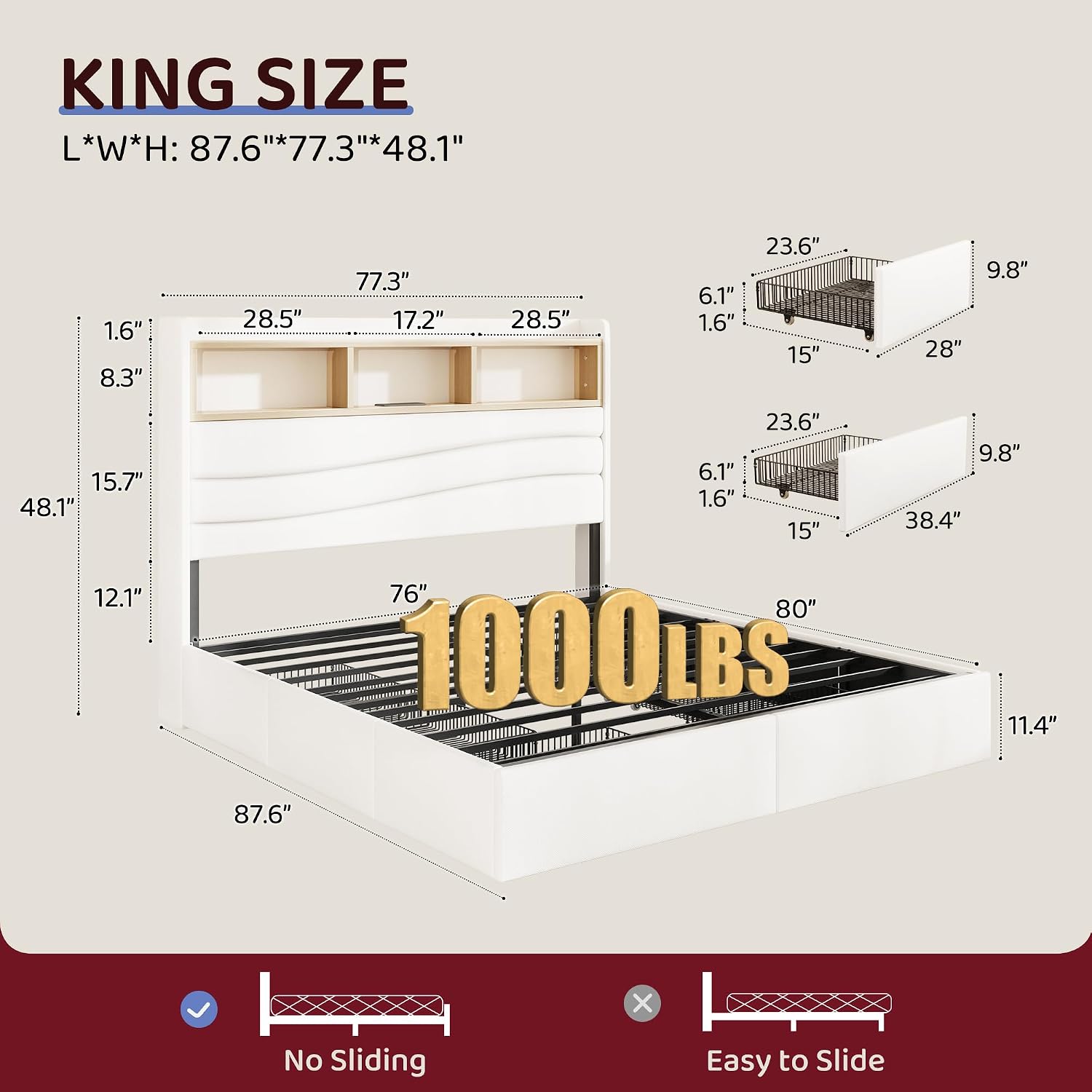 Cama King Size com 6 Gavetas d - King Size Bed Frame With Storage Drawers avaliação e preço
