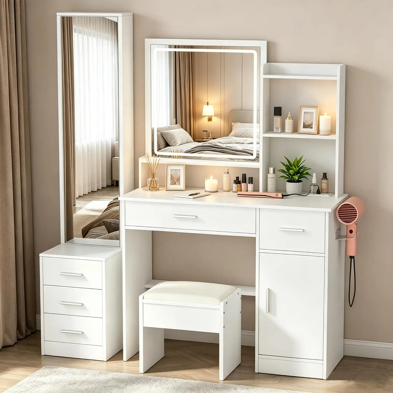Penteadeira de Maquiagem INTER - Dressing Table Vanity With Lighted Mirror avaliação e preço