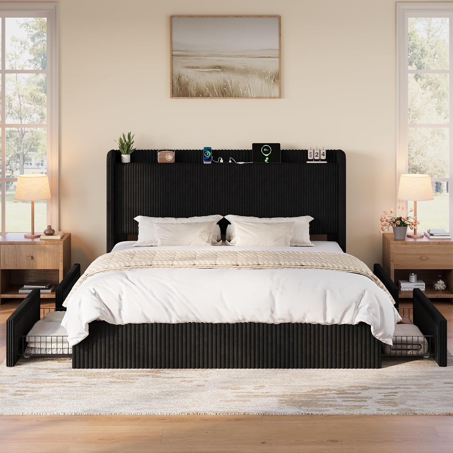Estrutura de Cama King Size co - King Size Bed Frame With Storage Drawers avaliação e preço