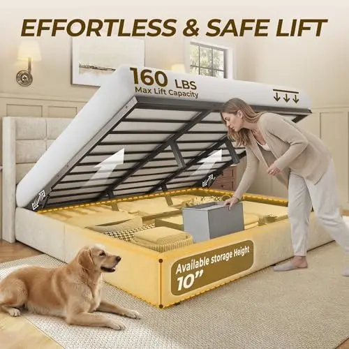 Cama King Size com Baú Elevató - Gas Lift Storage Bed Hydraulic avaliação e preço