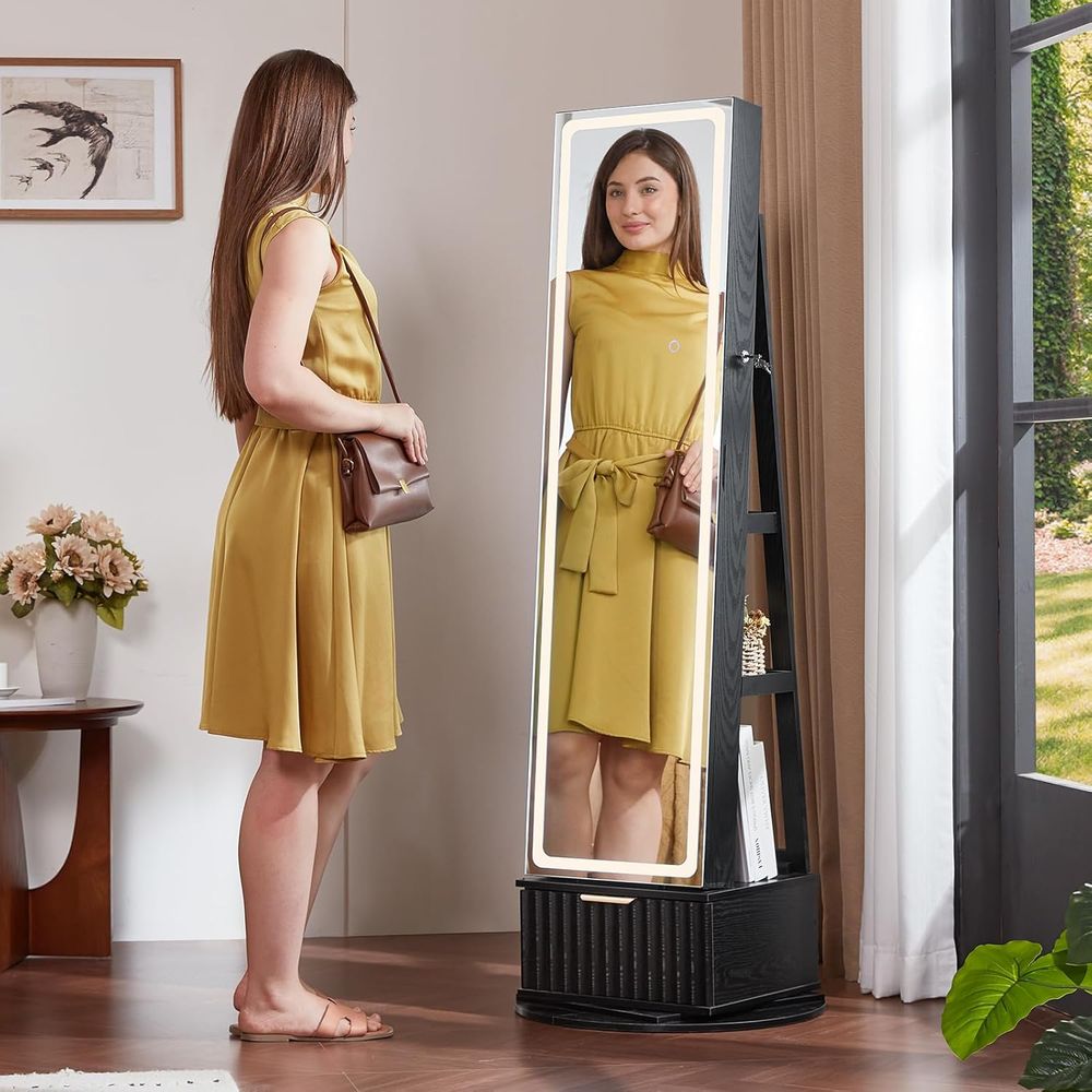 360 °   Armário de Joias Girat - Full Length Mirror Jewelry Armoire avaliação e preço