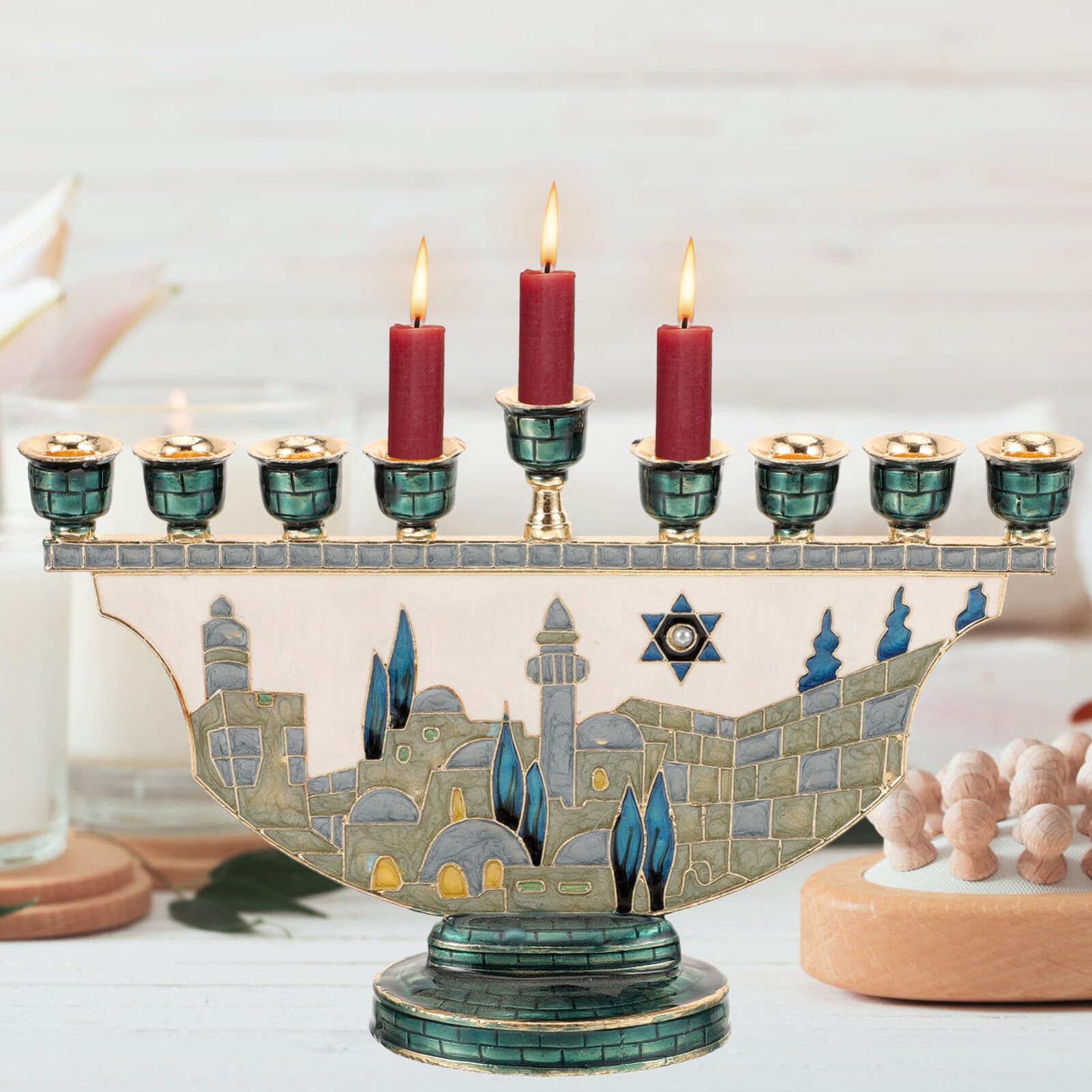 Menorá de Hanukkah de 9 Ramos, - Tables avaliação e preço