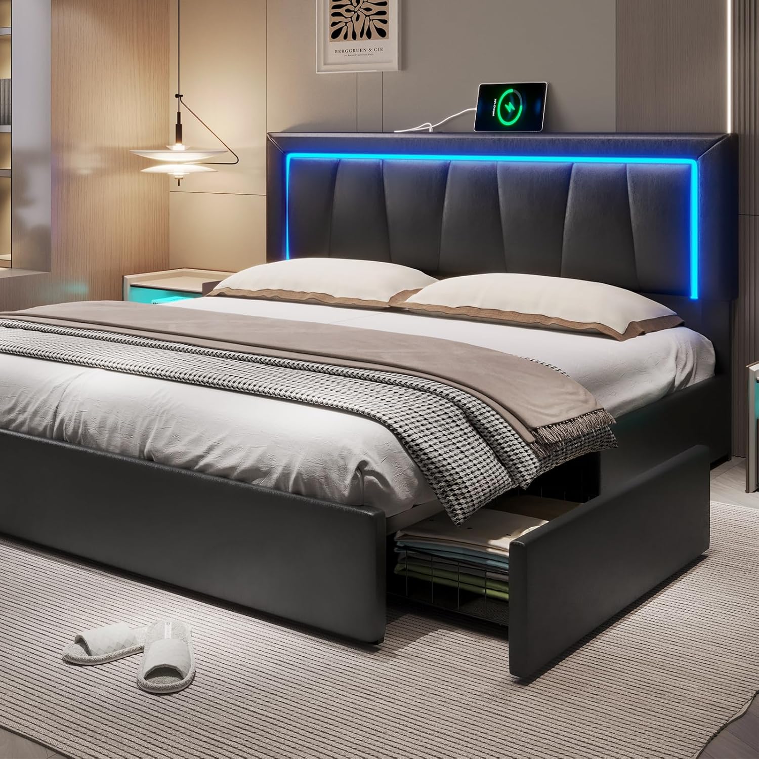 Base de Cama King Size Califór - King Size Bed Frame With Storage Drawers avaliação e preço