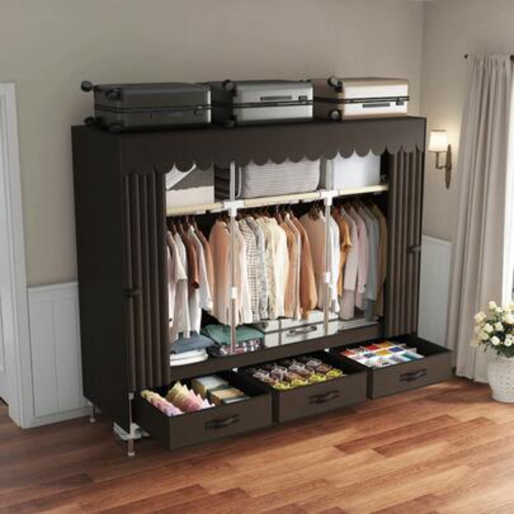 Guarda-roupa portátil com estr - Wardrobe Closet Portable Fabric Cover avaliação e preço
