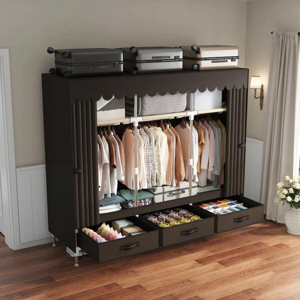 Guarda-roupa portátil com estr - Wardrobe Closet Portable Fabric Cover avaliação e preço
