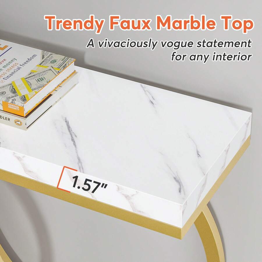 Mesa de console moderna dourad - Tables avaliação e preço
