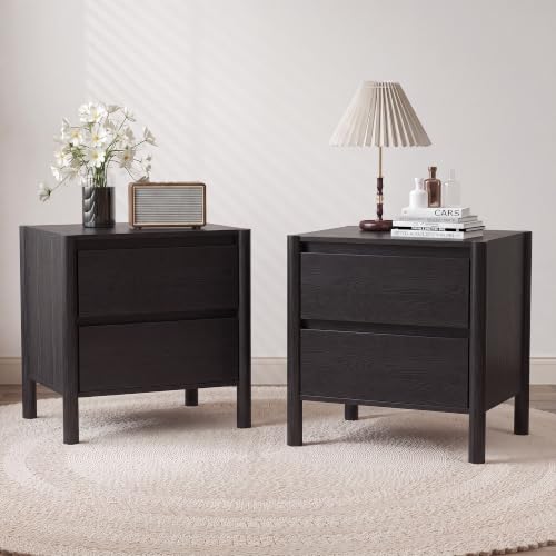 Conjunto de 2 Mesas de Cabecei - Solid Wood Nightstand 2 Drawers avaliação e preço