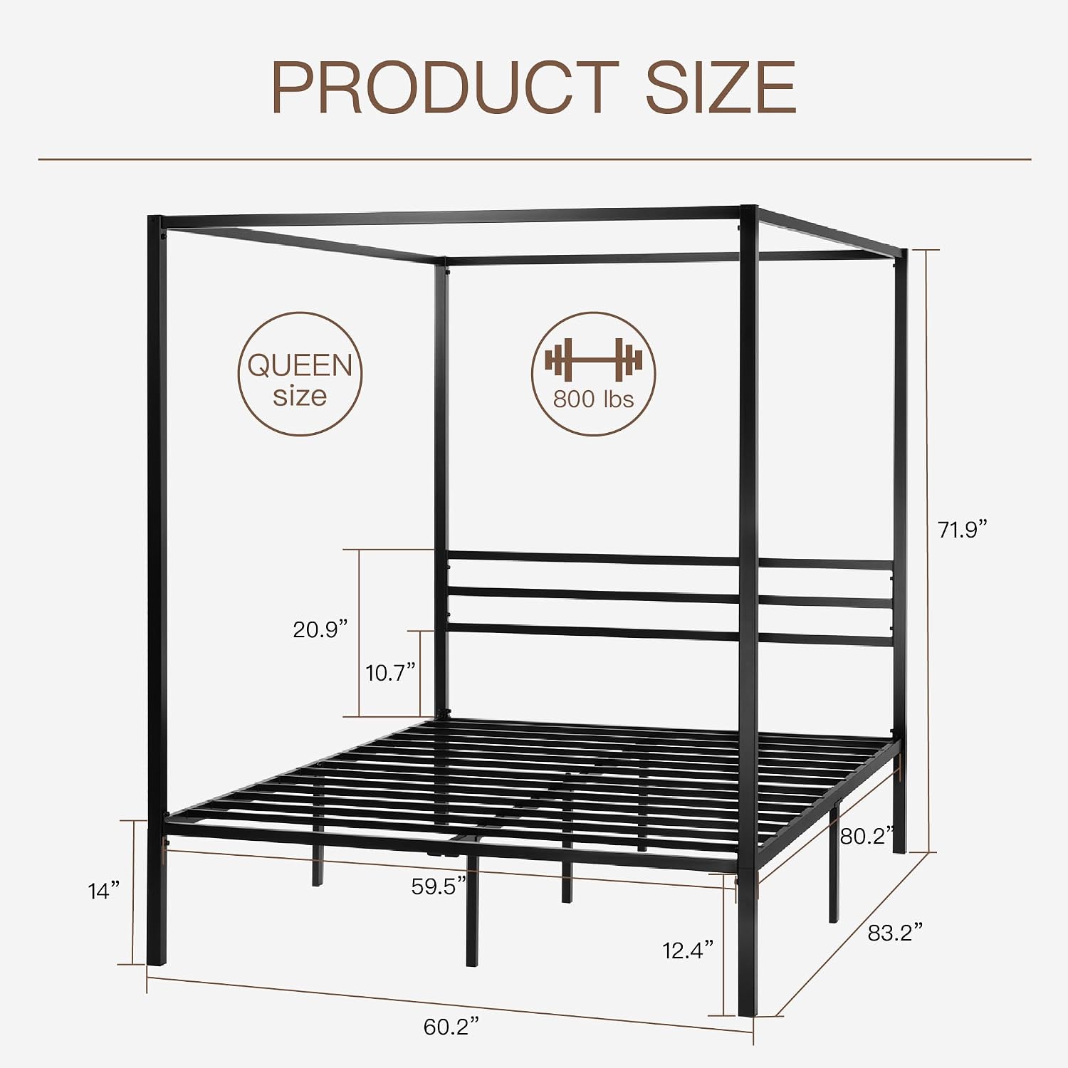 Cama Queen com Estrutura de Me - Canopy Bed Frame Metal Queen avaliação e preço