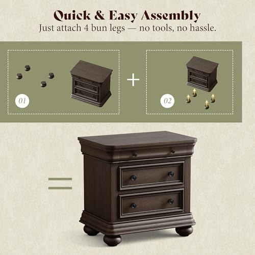 Conjunto de 2 mesas de cabecei - Solid Wood Nightstand 2 Drawers avaliação e preço
