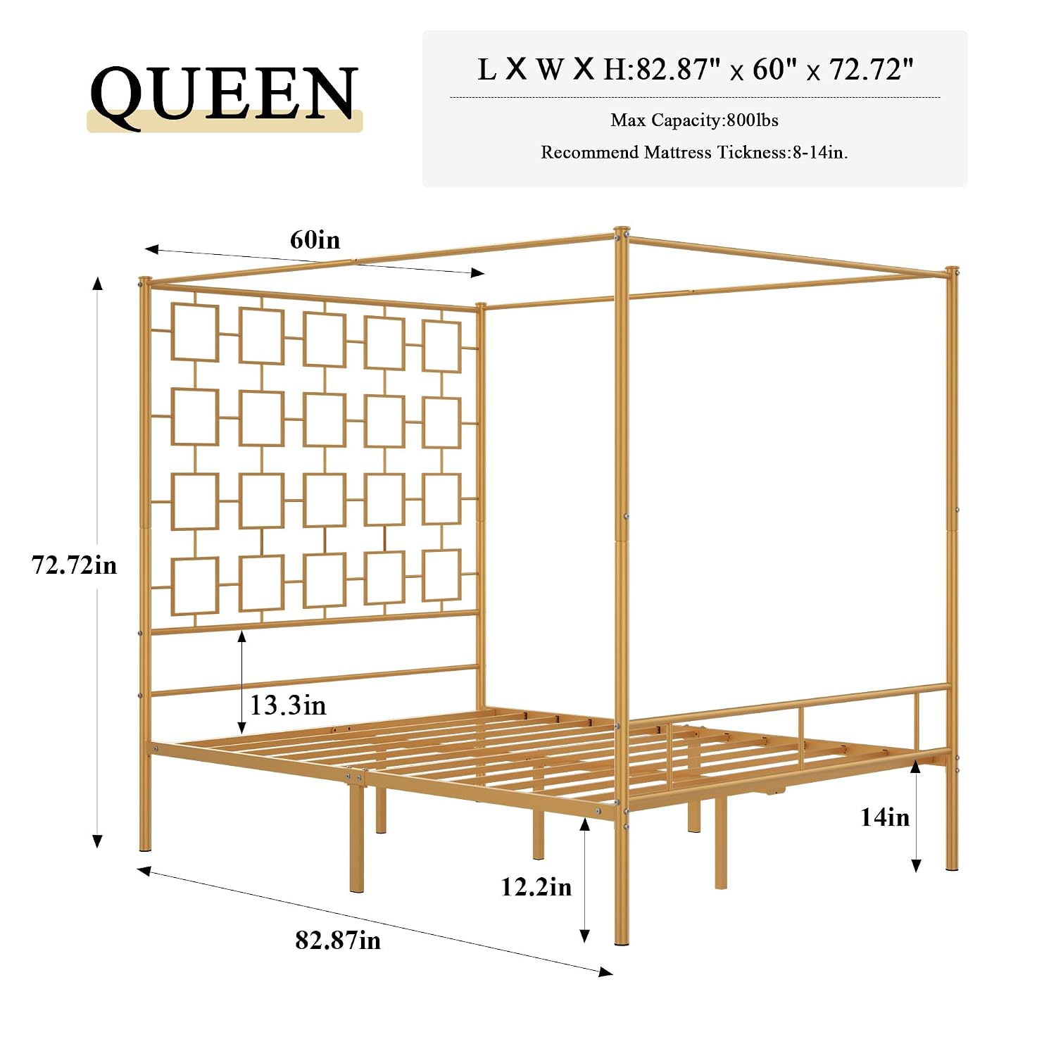 Cama Queen Size com Dossel, Es - Canopy Bed Frame Metal Queen avaliação e preço