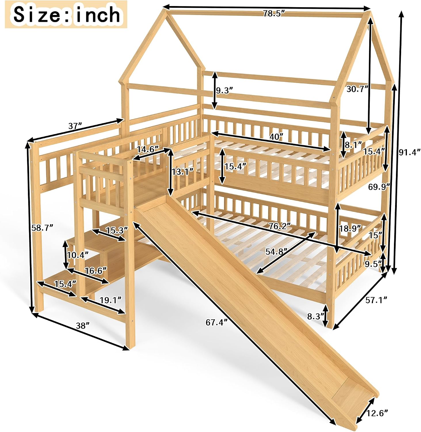 Beliche de Casal com Design de - Bunk Bed With Stairs And Slide avaliação e preço