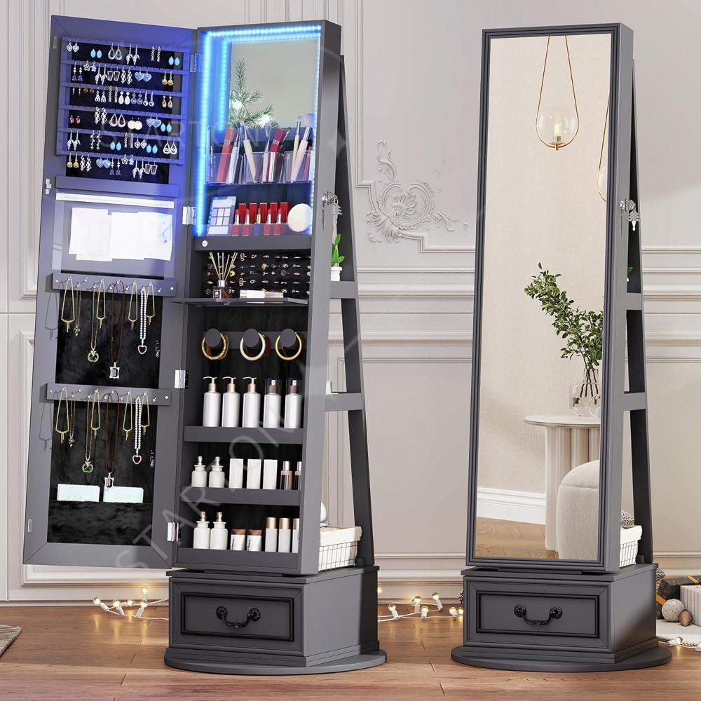 Armário de joias com espelho e - Full Length Mirror Jewelry Armoire avaliação e preço