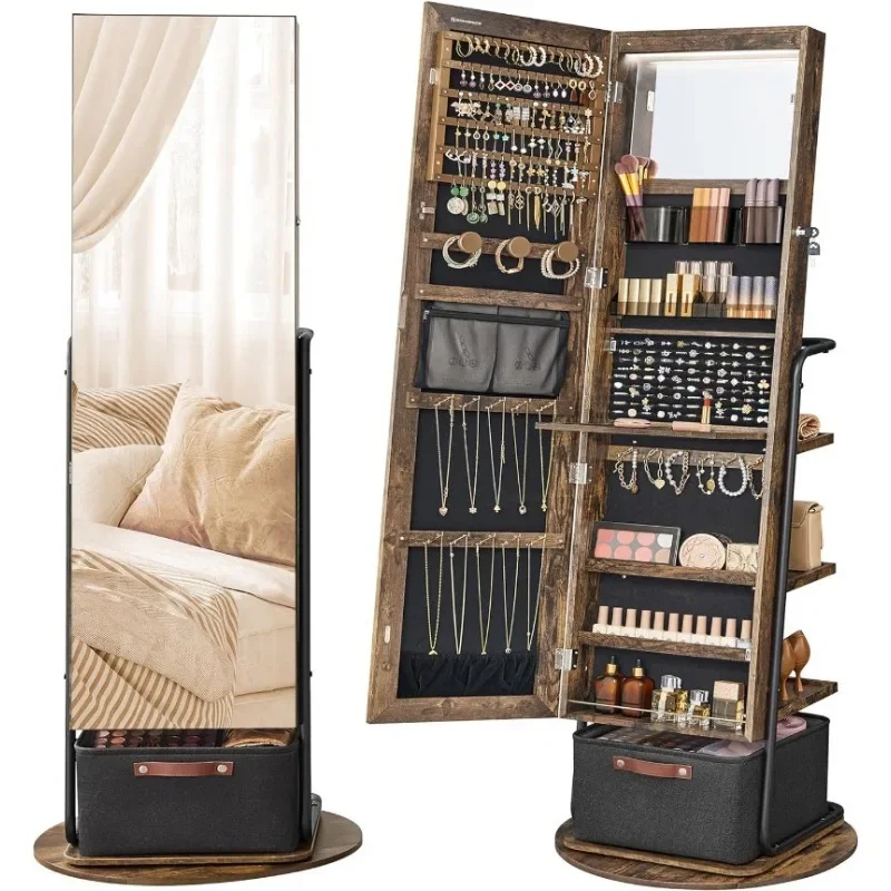 l 360 °   Armário de joias esp - Full Length Mirror Jewelry Armoire avaliação e preço