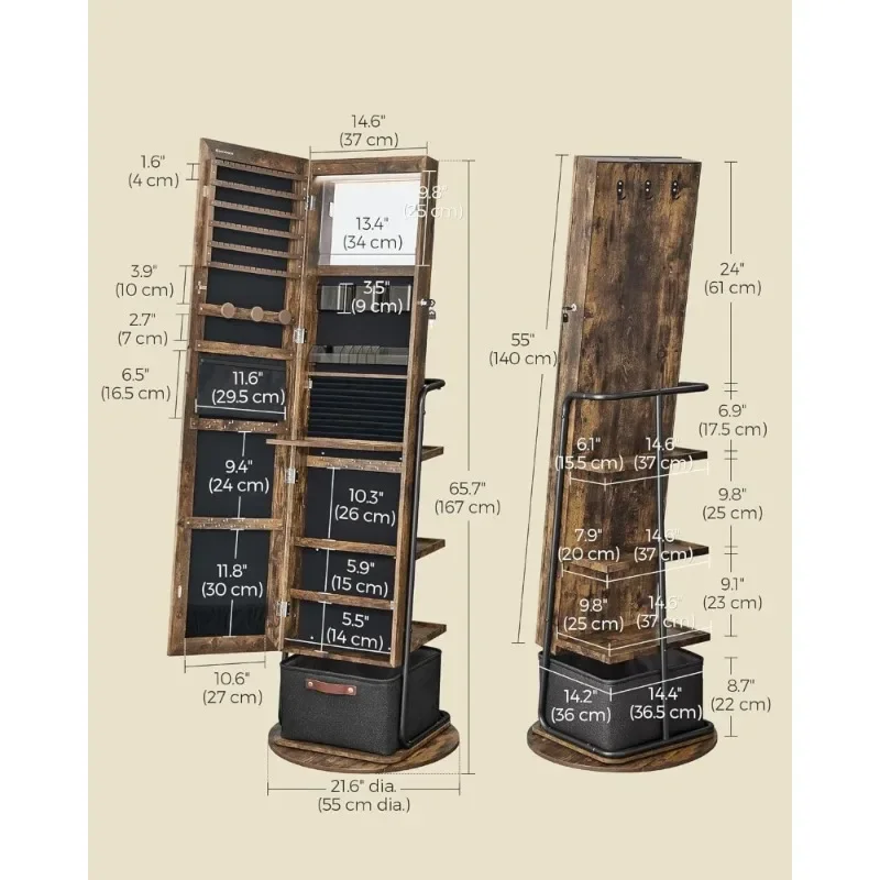 l 360 °   Armário de joias esp - Full Length Mirror Jewelry Armoire avaliação e preço
